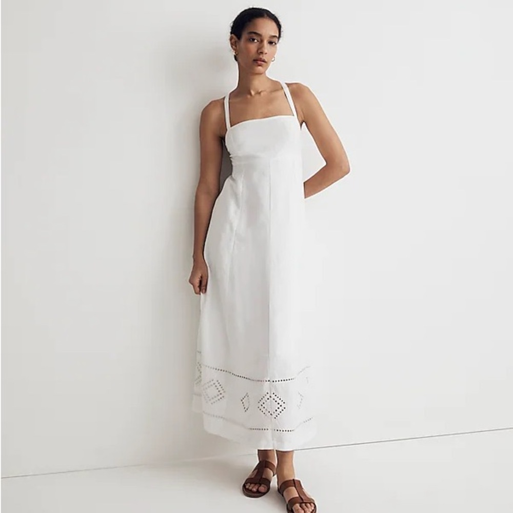 Madewell Embroidered Eyelet Tie Back Dress